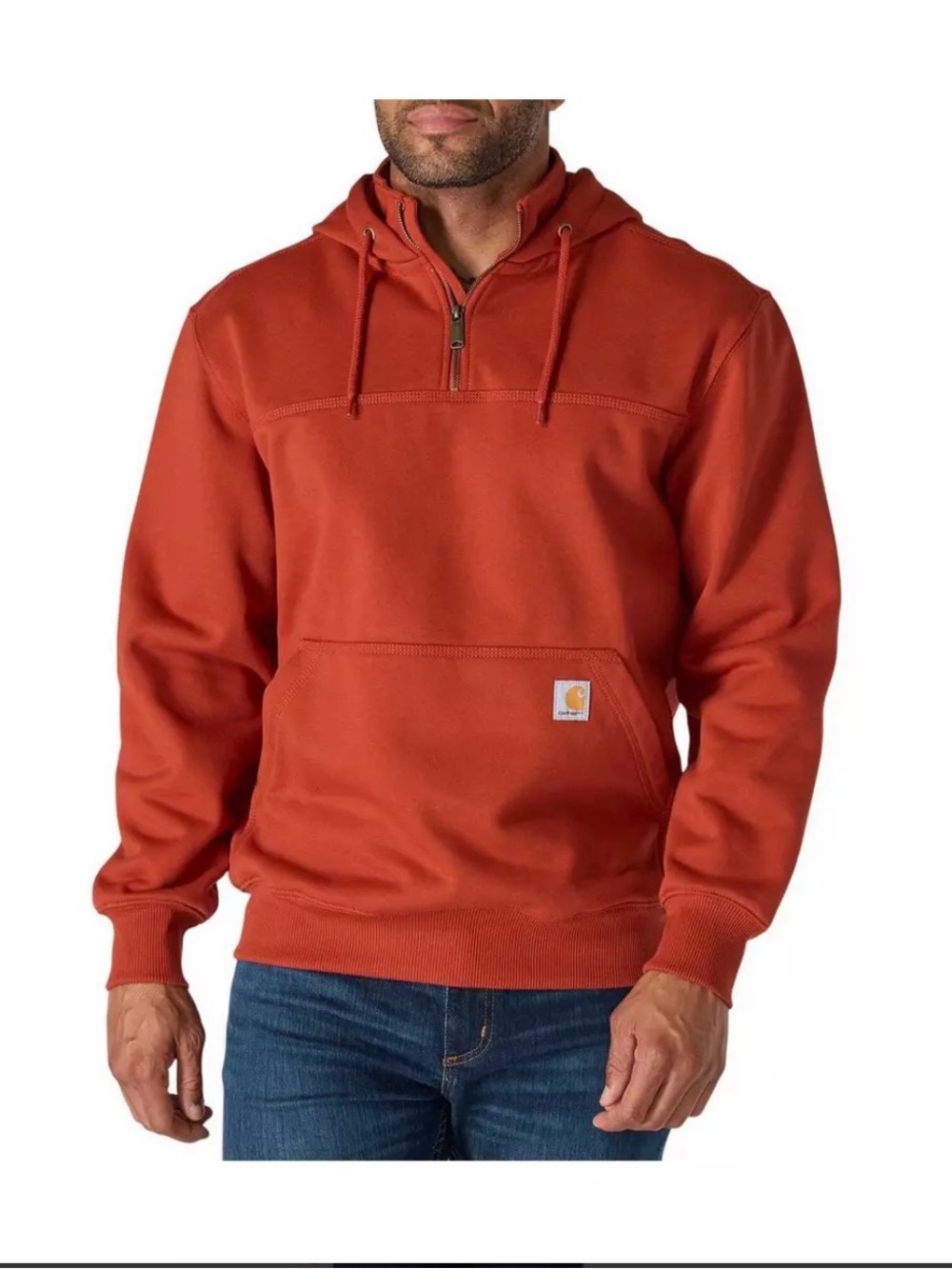 Carhartt Men's Rain Defender 1/4 Zip Hoodie—Spice Red—XL—NWT